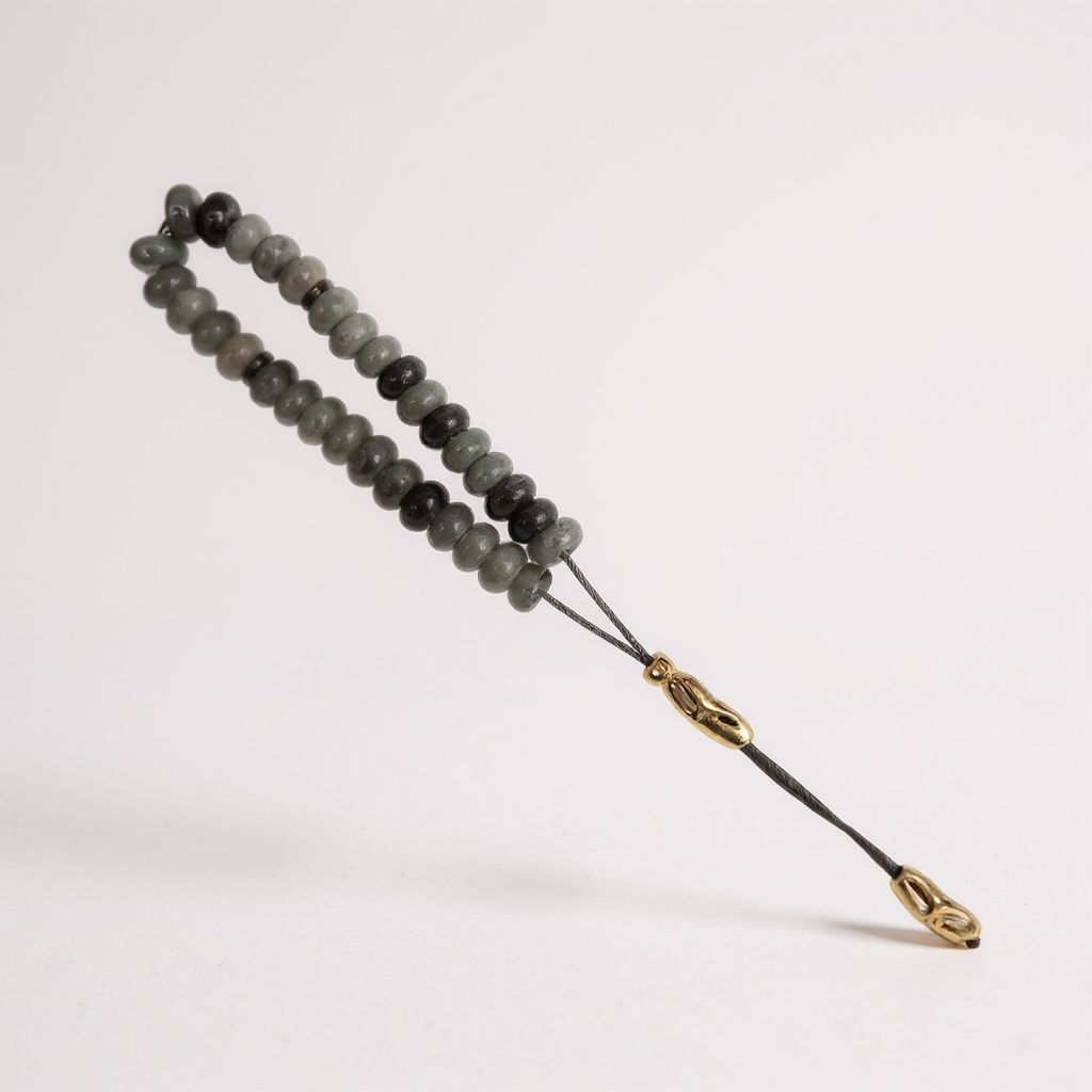 Bileklik Tespih Rondela Serisi (Gri Ceyt) 8*5 mm