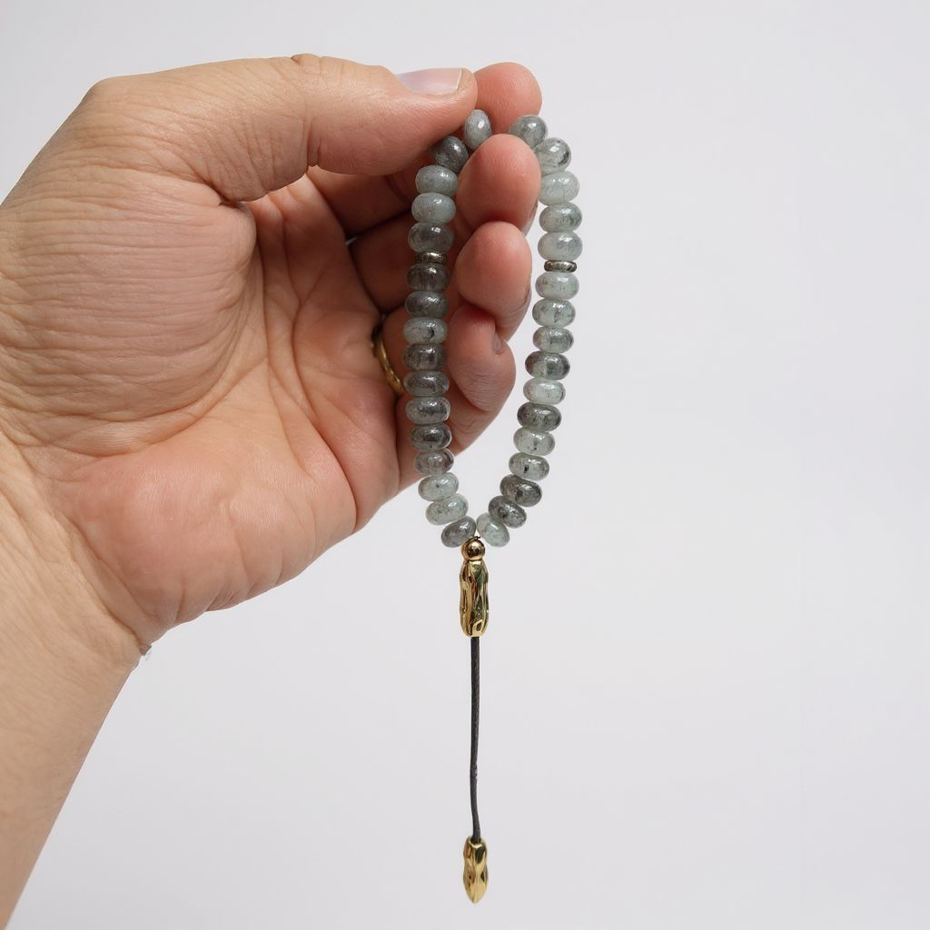 Bileklik Tespih Rondela Serisi (Gri Ceyt) 8*5 mm