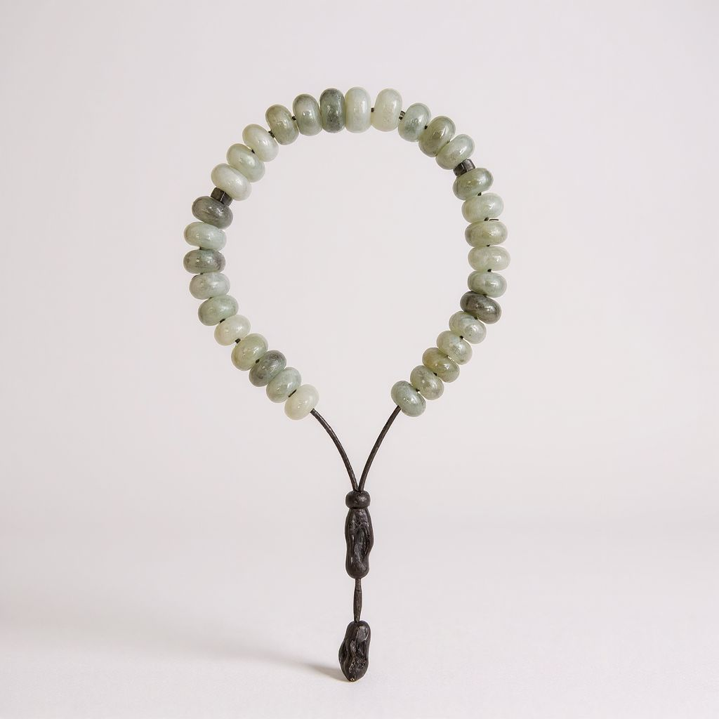 Bileklik Tespih Rondela Serisi (Gri Ceyt) Siyah 8*5 mm