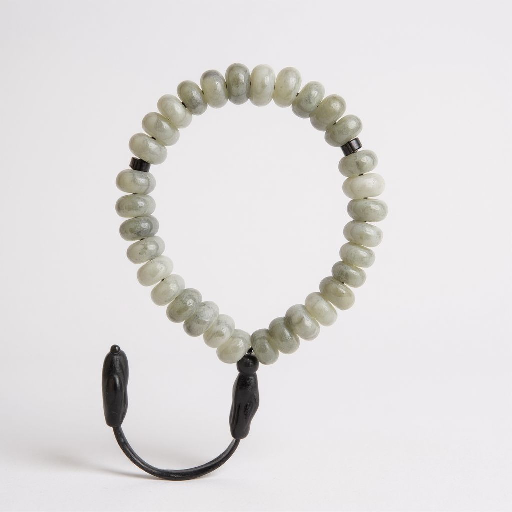 Bileklik Tespih Rondela Serisi (Gri Ceyt) Siyah 8*5 mm