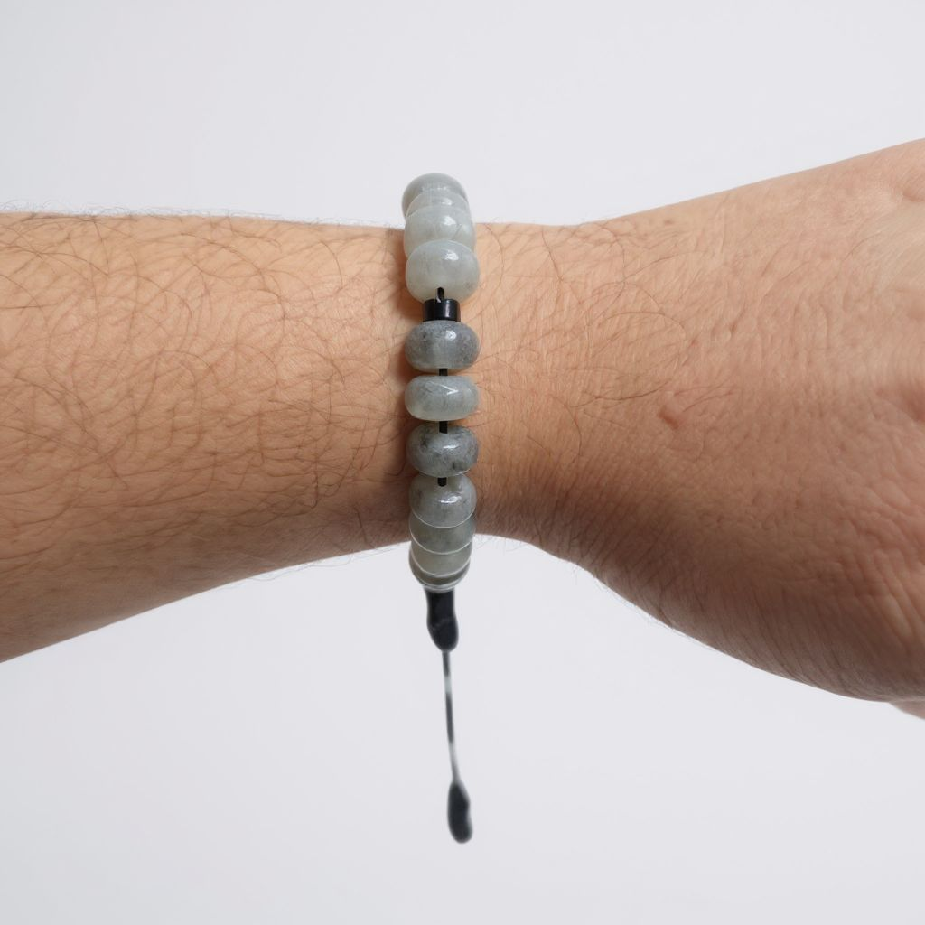 Bileklik Tespih Rondela Serisi (Gri Ceyt) Siyah 8*5 mm