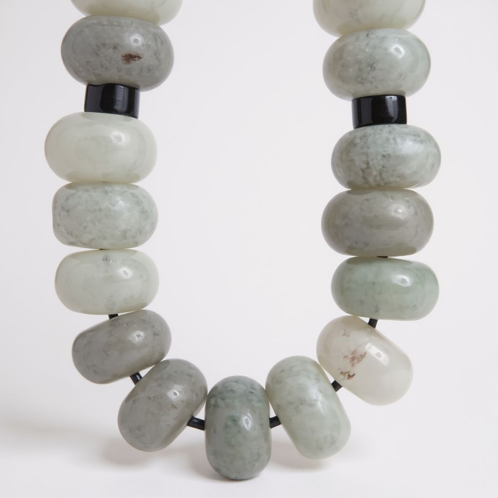 Bileklik Tespih Rondela Serisi (Gri Ceyt) Siyah 8*5 mm