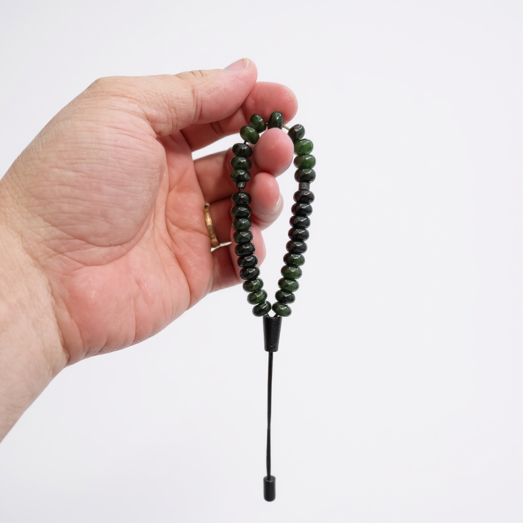 Armband-Rosenkranz-Unterlegscheiben-Serie (Dunkelgrüner Jade) 8 x 5 mm