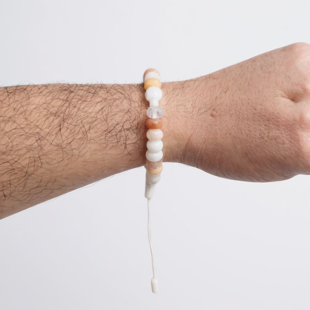 Gebetsarmband der Rondela-Serie (Creme-Achat) 8 x 5 mm