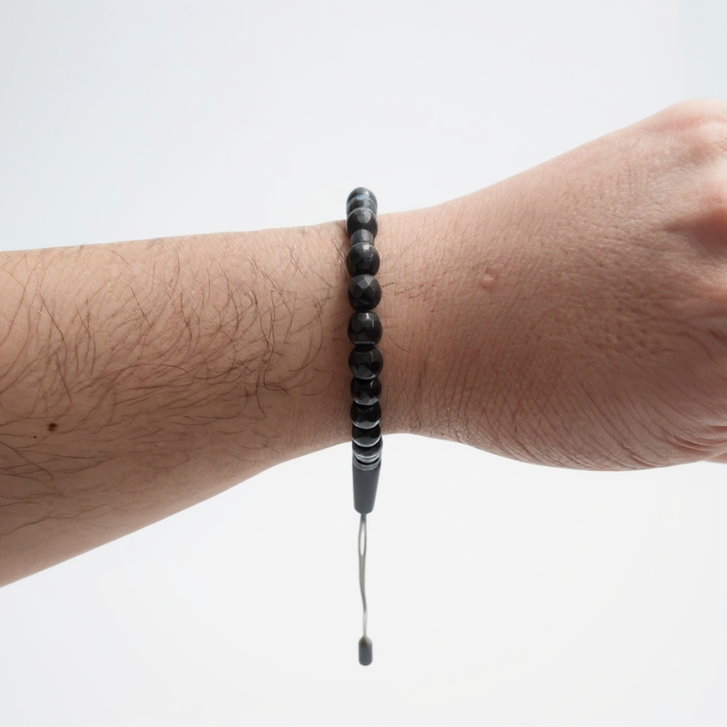 Armband-Gebetsperlen-Set (Facettenschliff, schwarzer Onyx) 6 mm