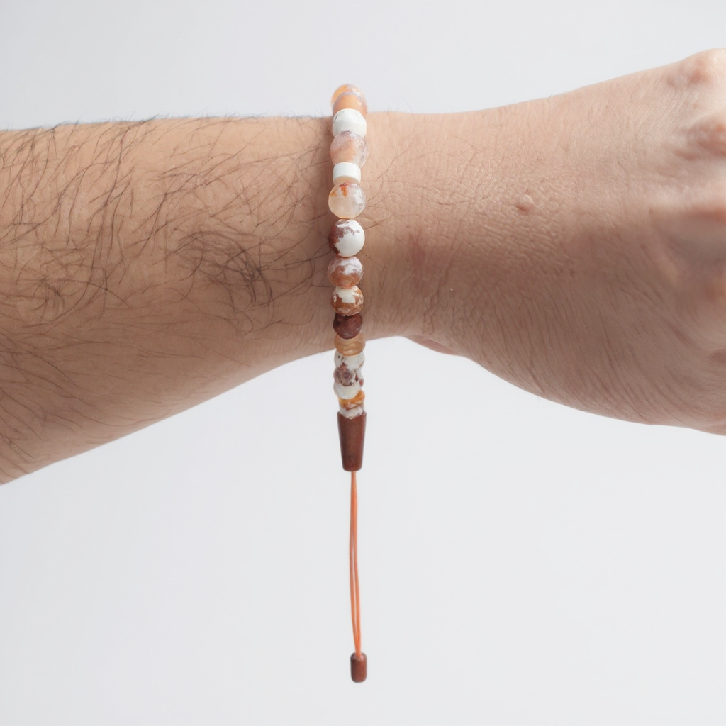 Gebetsperlen-Armbandset (Orangener Achat) 6 mm