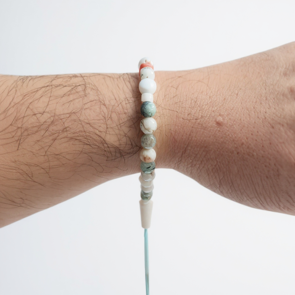 Bracelet Prayer Bead Set (Light Blue Agate) 6 mm