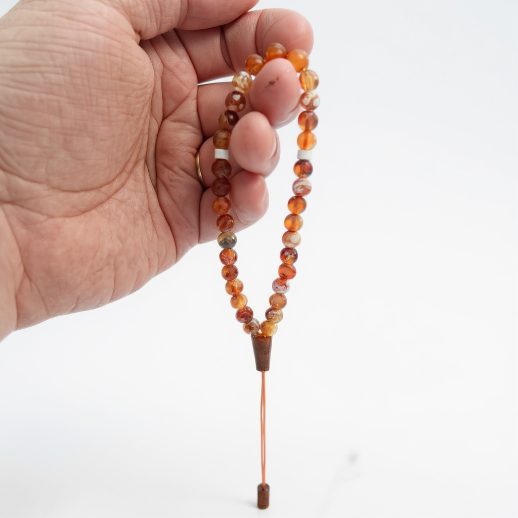 Bileklik Tespih Çekim Serisi (Mat Turuncu Akik) 6 mm