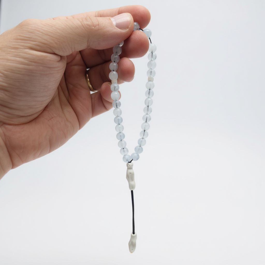 Bileklik Tespih Çekim Serisi (Açık Mavi Ceyt) 6mm