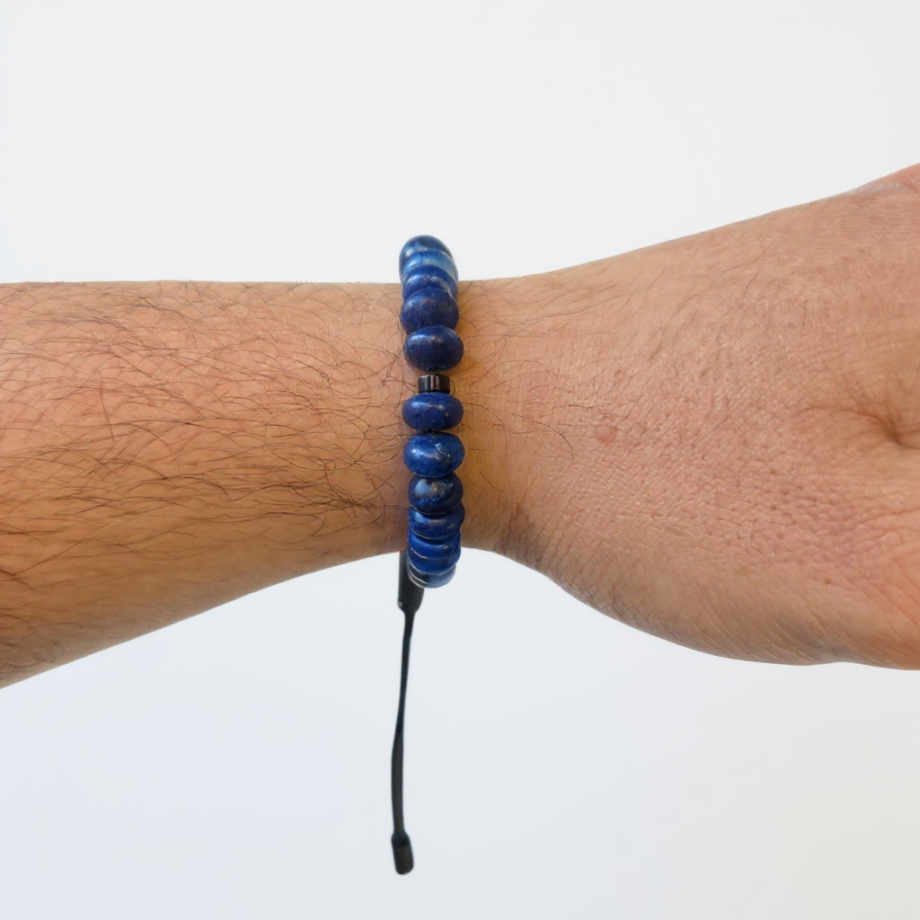 Armband-Gebetsperlen, Unterlegscheiben-Serie (Lapis Lazuli), 8 x 5 mm