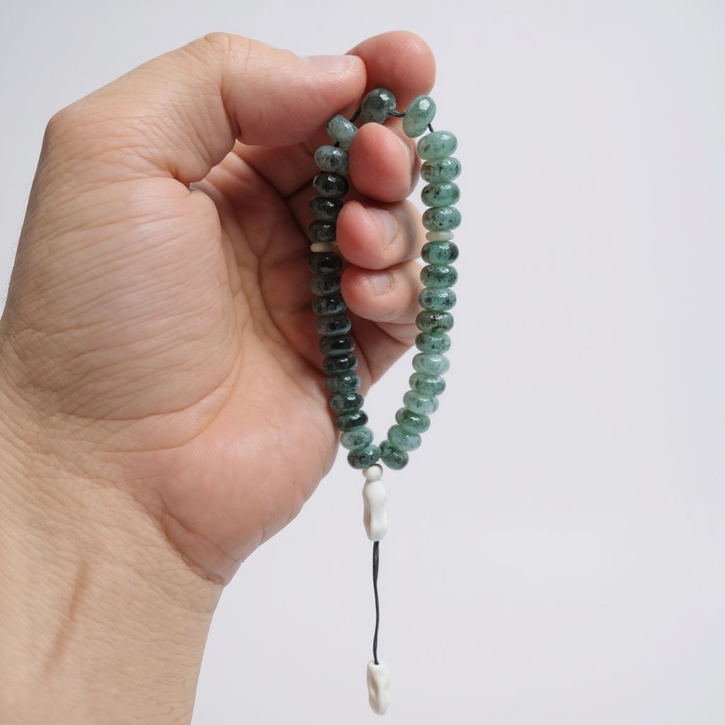 Bileklik Tespih Rondela Serisi (Zümrüt Ceyt) 8*5 mm