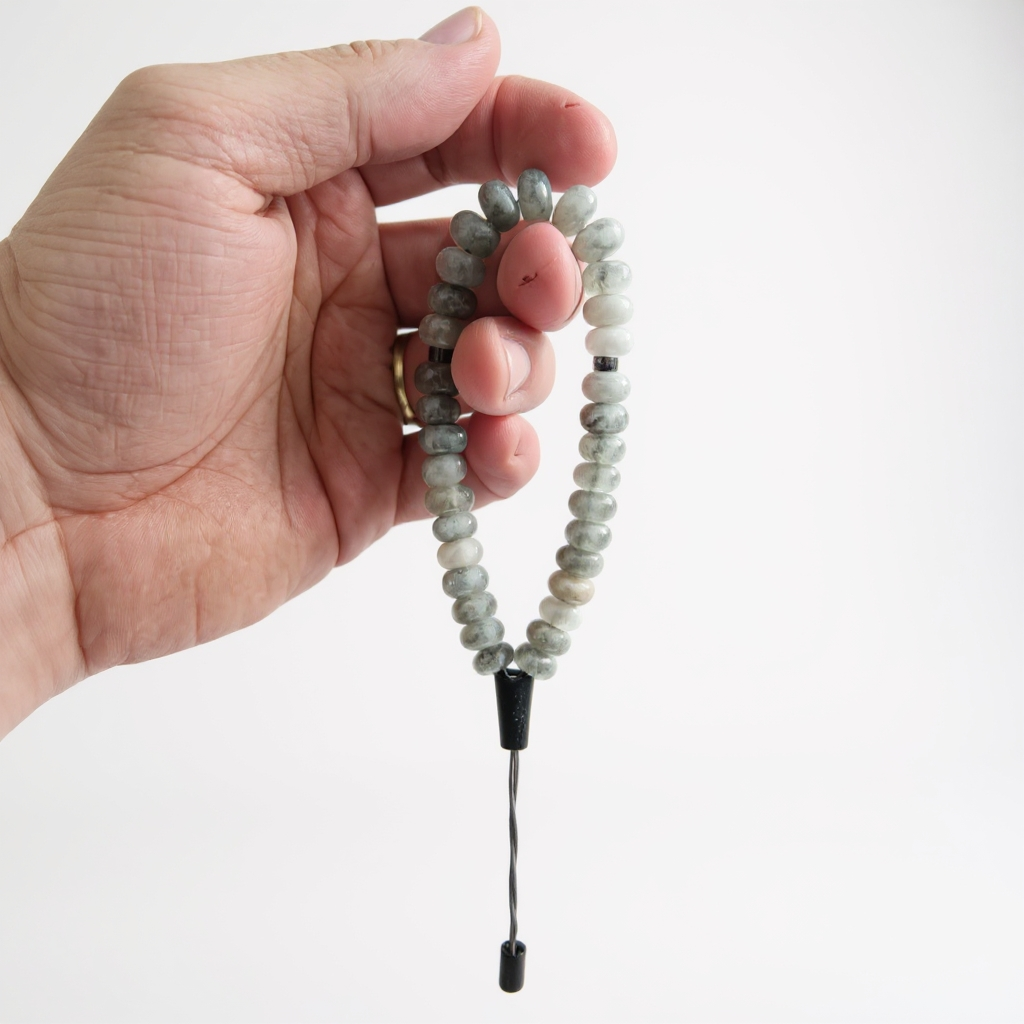 Bracelet Prayer Beads Washer Series (Gray Jade) 8*5 mm
