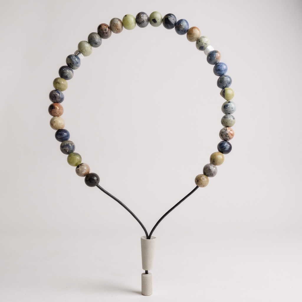 Armband-Gebetsperlen-Set (Blauer Naturachat) 6 mm