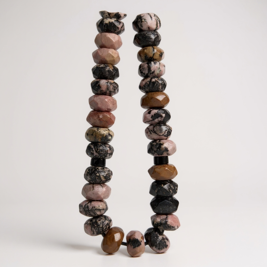 Bracelet Rosary Washer Series (Pink Rhodonite) 8*5 mm