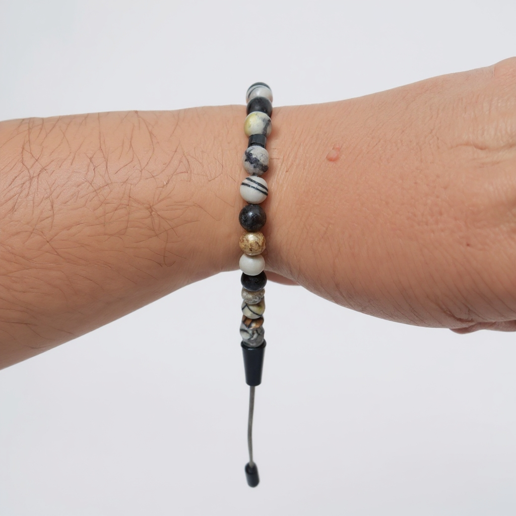 Gebetsperlen-Armbandset (Grauer Achat) 6 mm