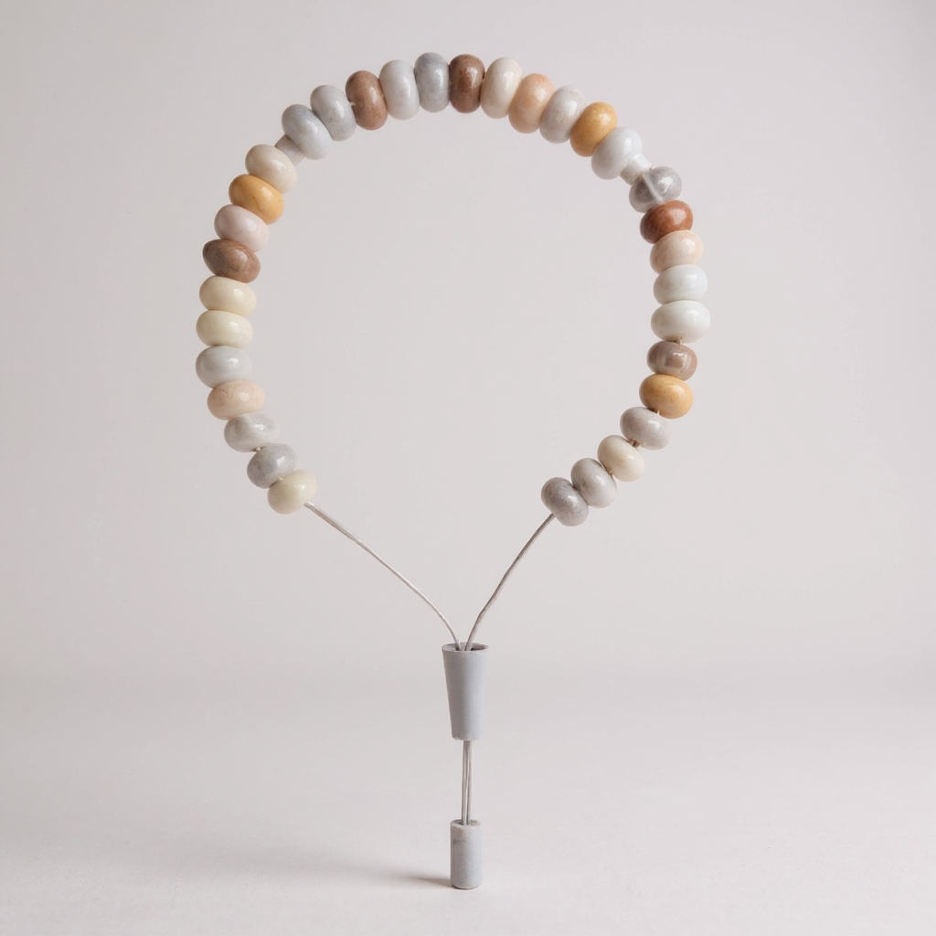 Gebetsarmband der Rondela-Serie (Creme-Achat) 8 x 5 mm