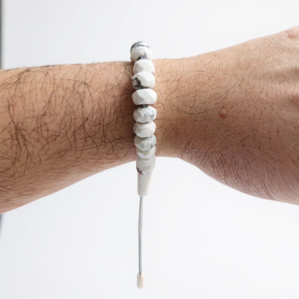 Armband-Gebetsperlen Unterlegscheiben-Serie (Howlith) 8 x 5 mm