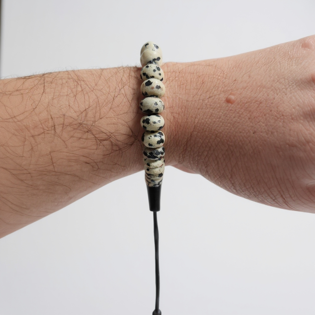 Armband-Rosenkranz-Unterlegscheiben-Serie (Dalmatinerjade) 8 x 5 mm