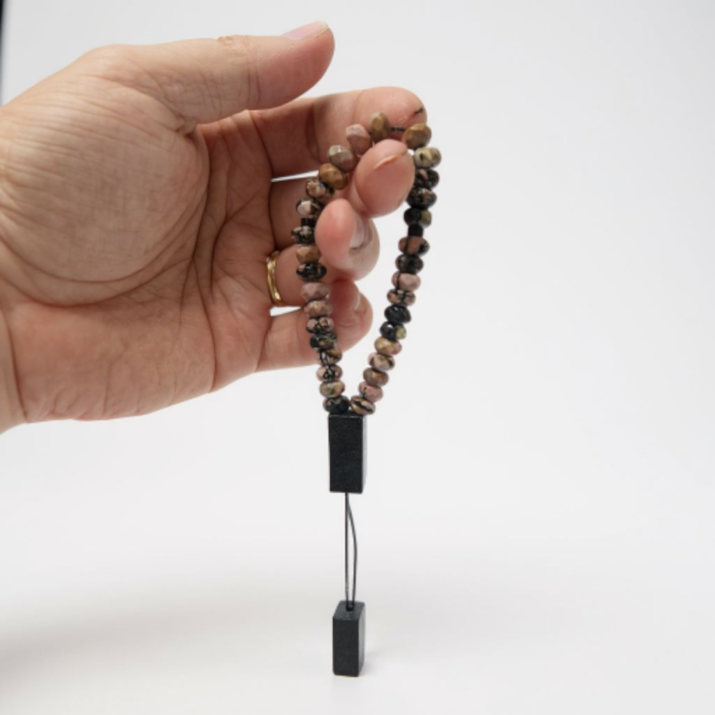 Bileklik Tespih Rondela Serisi (Pembe Rodonit) 8*5 mm