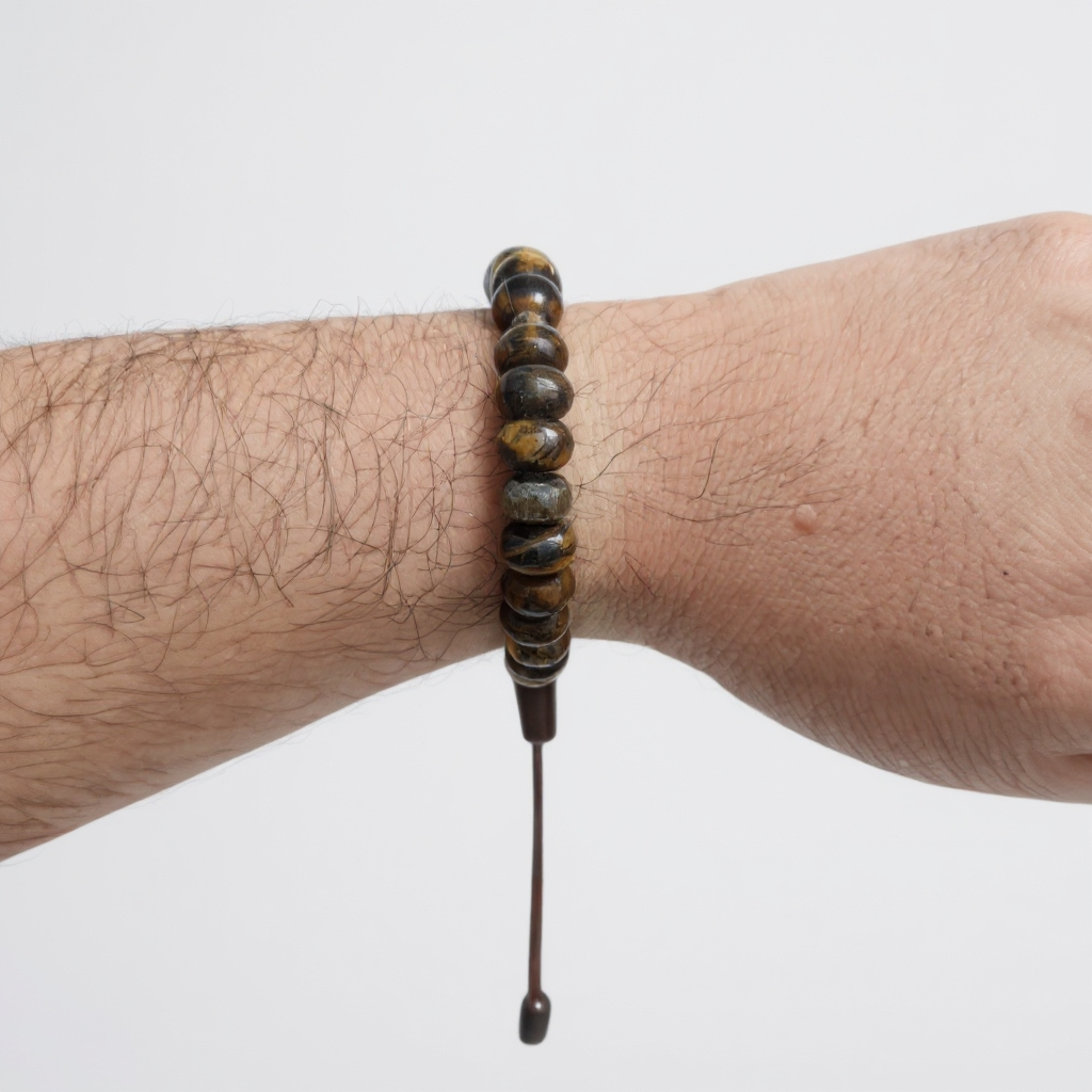 Bracelet Prayer Bead Washer Series (Tiger Eye) 8*5 mm