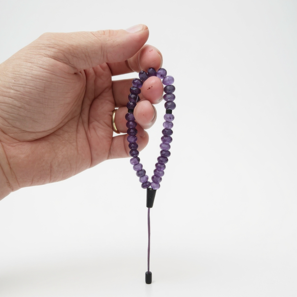 Armband-Gebetsperlen, Unterlegscheiben-Serie (Lila Jade), 8 x 5 mm