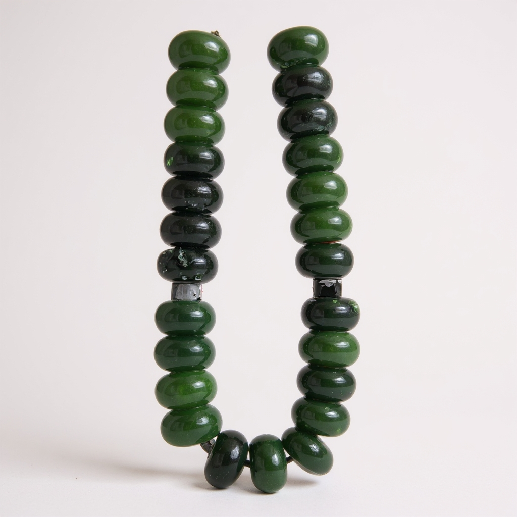 Armband-Rosenkranz-Unterlegscheiben-Serie (Dunkelgrüner Jade) 8 x 5 mm