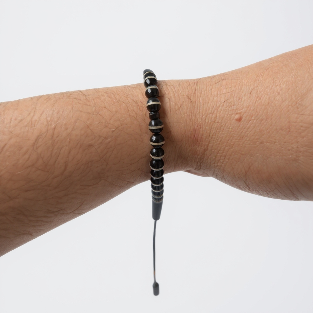 Bracelet Prayer Bead Set (Black Indian Agate) 6 mm