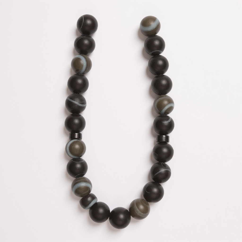 Gebetsperlen-Armbandset (Mattschwarzer Achat) 6 mm