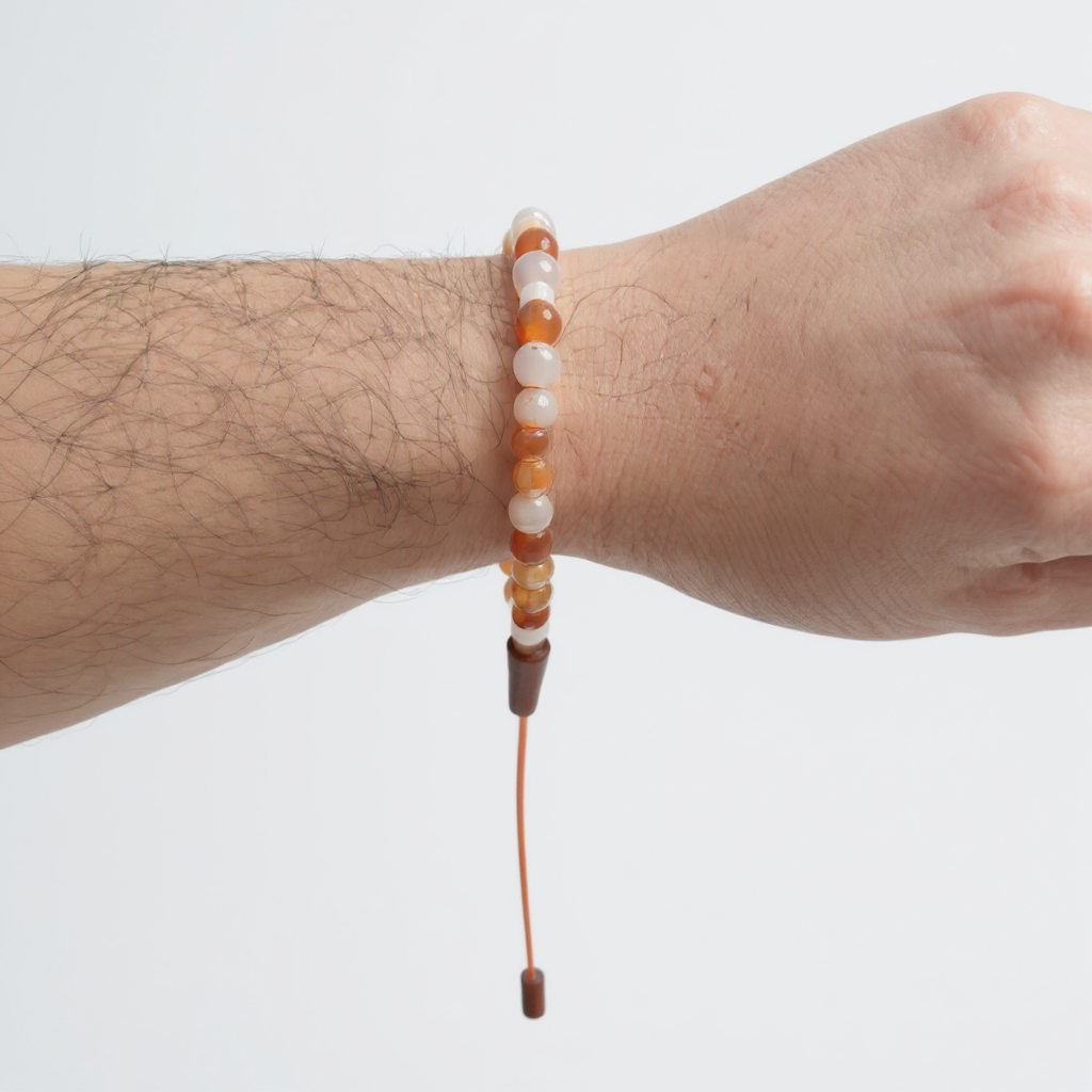 Gebetsperlen-Armbandset (Orange Jade) 6 mm