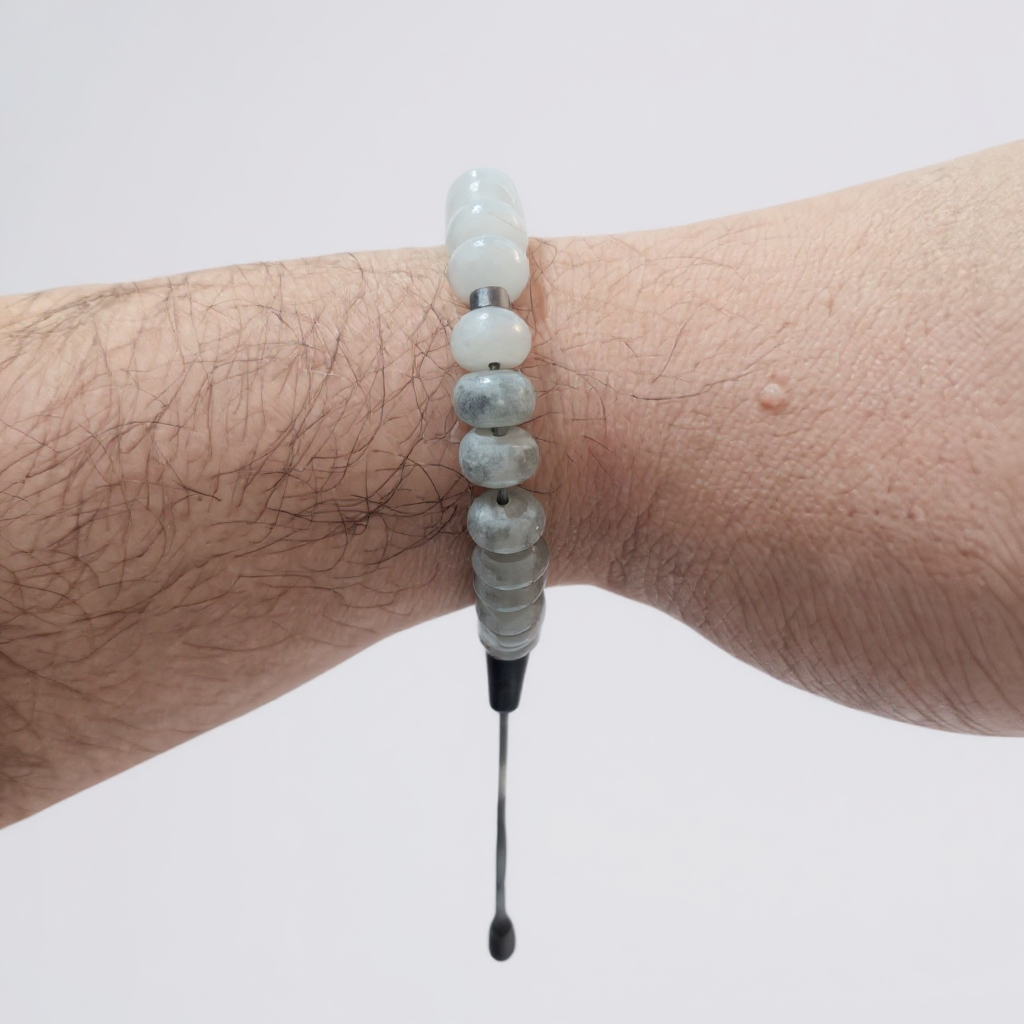 Bracelet Prayer Beads Washer Series (Gray Jade) 8*5 mm