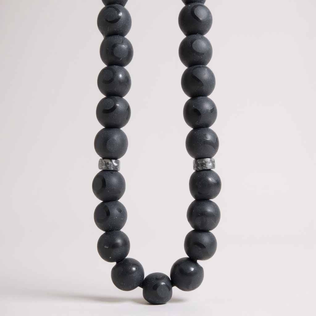 Bracelet Prayer Bead Set (Patterned Black Onyx) 6 mm