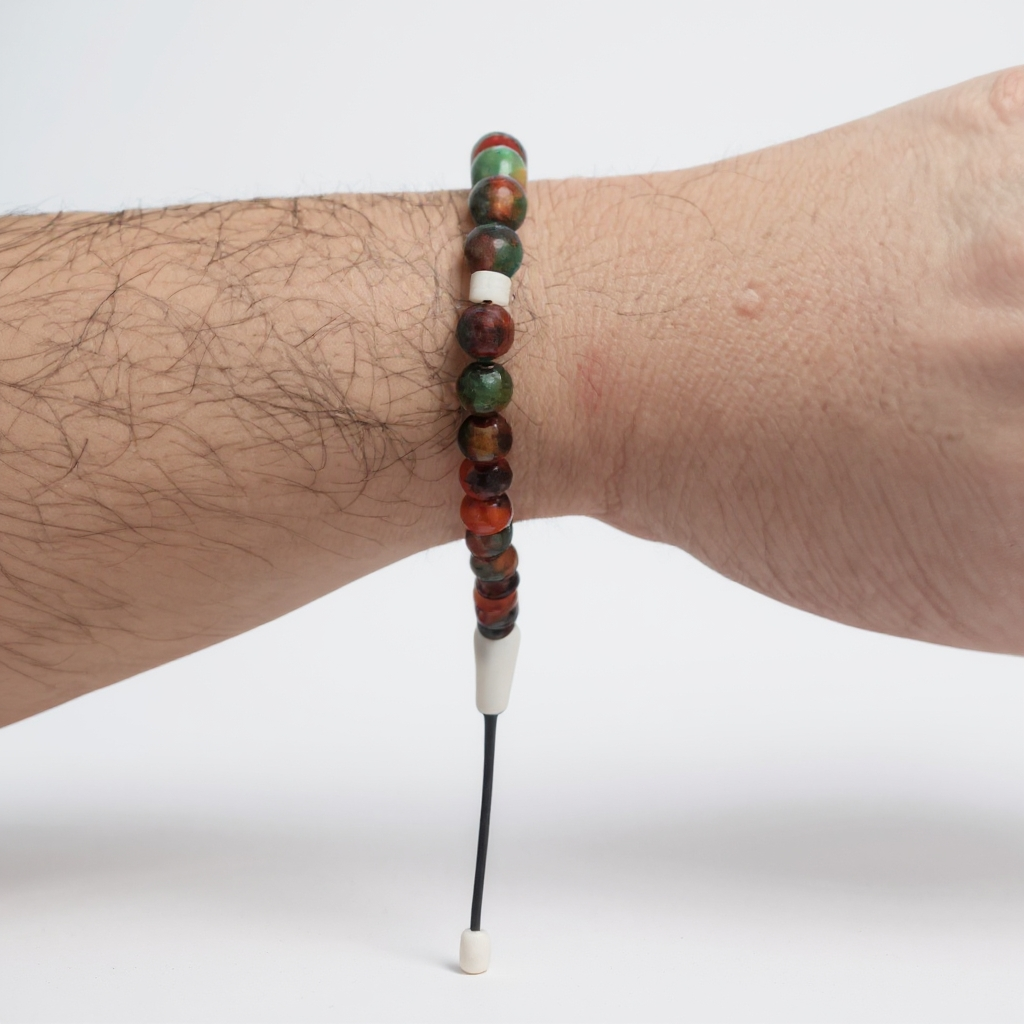 Bracelet Prayer Bead Set (Red Green Agate) 6 mm